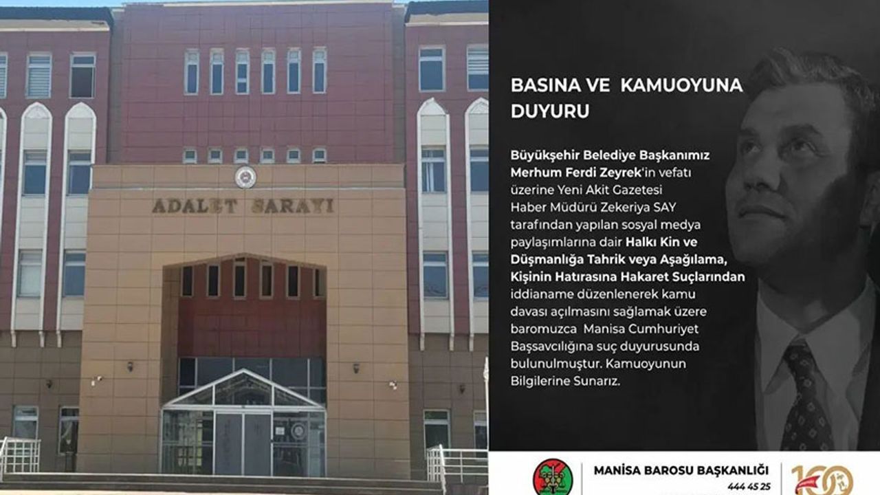 Manisa Barosu’ndan Yeni Akit Haber Müdürü Hakkında Suç Duyurusu thumbnail