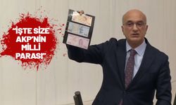 CHP'li Tekin Bingöl kürsüye banknotlarla çıktı: Alın size milli para ve bu ülkenin itibarı