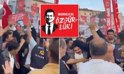 Yurttaşın elindeki 'İmamoğlu'na Özgürlük' pankartına polis müdahalesi