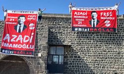 Diyarbakır Surları'na asılan 'İmamoğlu'na özgürlük' pankartlarına el konuldu