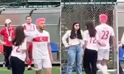Maçta gerginlik! Hafsanur Sancaktutan sevgilisi Kubilay Aka'yı kolundan tutup uzaklaştırdı