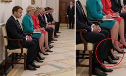 Sosyal medyada konuşulan görsel! Macron’un yanındaki bacaklar kimin?