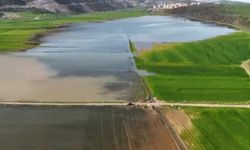 Gaziantep'te su altında kalan ekili tarım arazilerinde tahliye çalışmaları