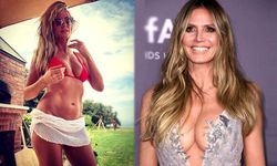 Dünyaca tanınmış model Heidi Klum, havuz başında üstsüz güneşlendi