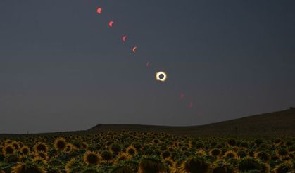 Güneş tutulmasında gökyüzü etkileyici görüntülere sahne oldu