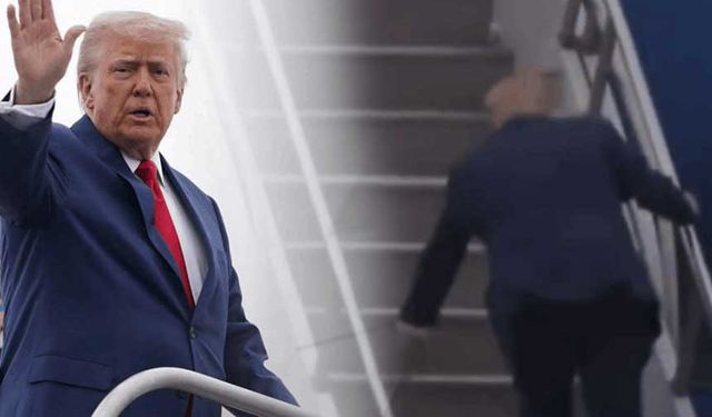 Joe Biden ile alay etmişti, Trump da uçağa binerken tökezledi