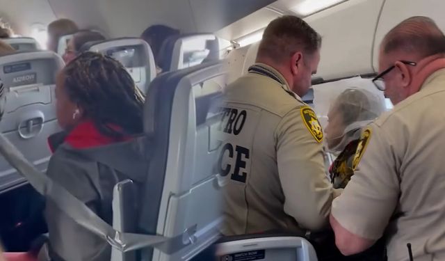 Uçakta taşkınlık yapan yolcunun kafasına poşet geçirdiler!