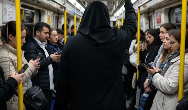 Ankara'da siyah çarşafla gezen erkek gözaltında