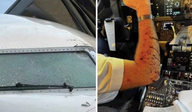 Uçakta korku dolu anlar! 36 bin feet yükseklikte cisim çarptı, kokpit camı çatladı