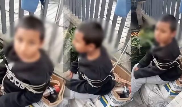 Eşofman çalan çocuğu herkesin ortasında iple bağladı: Seni anadan doğma edeceğim