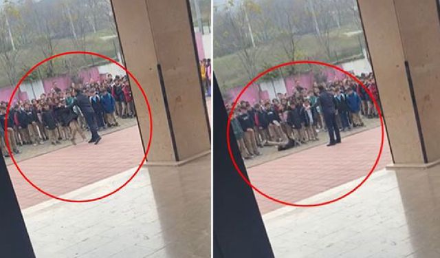 Okul müdürü öğrenciyi yere savurdu!