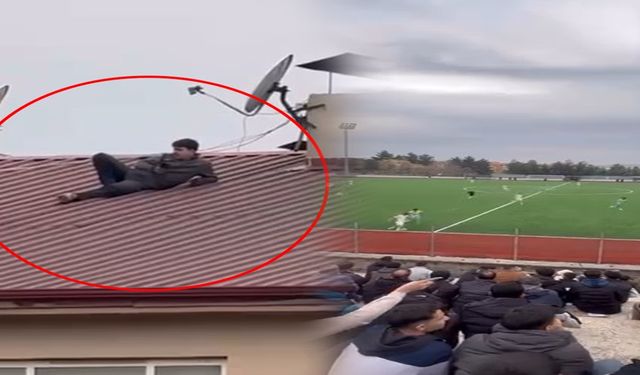 Amatör Lig maçını çatıda uzanarak izledi