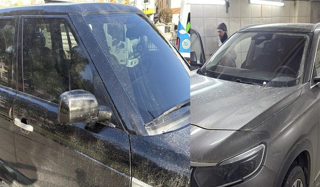 Tekirdağ'da toz taşınımı; araçlar çamurla kaplandı!