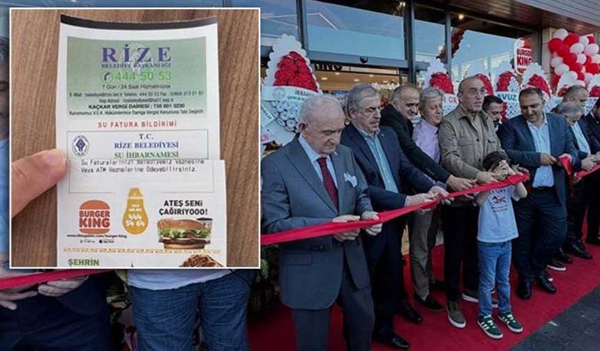 AKP'li belediyenin su faturalarında 'Burger King' reklamı