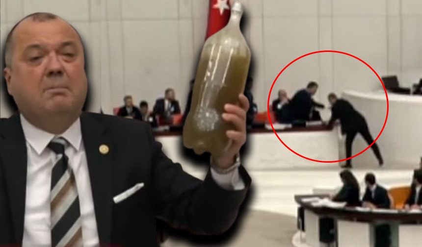 Murat Kurum CHP'li vekilin Ergene'den getirdiği pis suyu fırlattı