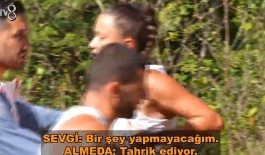Yarışmanın 14 Şubat tanıtımında yer alan kavgada Almeda, Sevgi'nin kendisini tahrik ettiğini iddia etti.