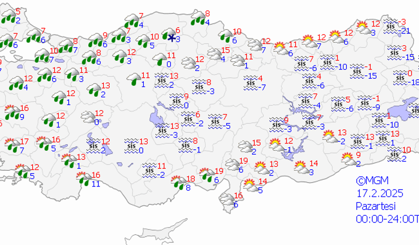 Meteoroloji Genel Müdürlüğü verilerine göre Pazartesi günü sağanak yağış etkili olacak. 