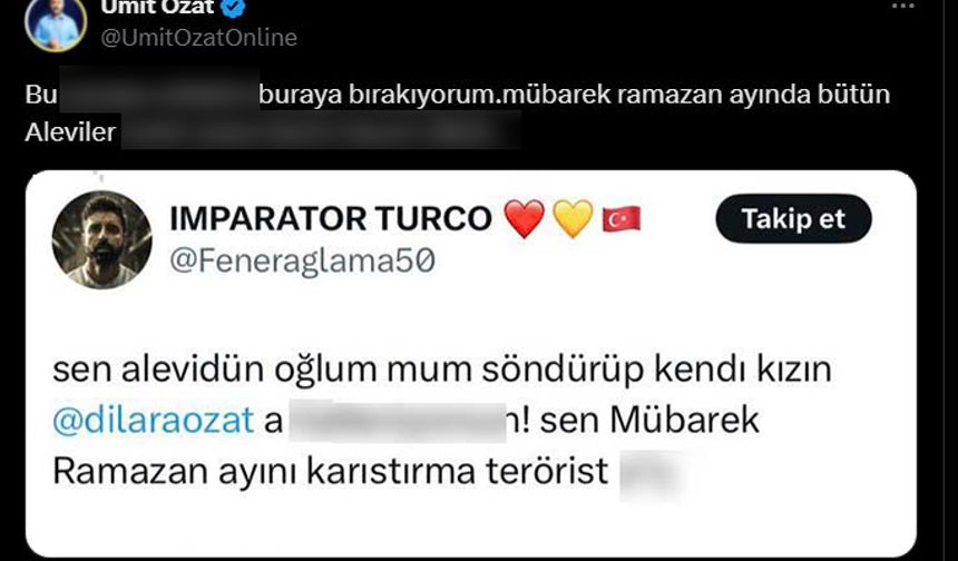 Bu paylaşıma çok sinirlenen Ümit Özat içinde sinkaflı sözlerin de bulunduğu bir paylaşım yaptı.