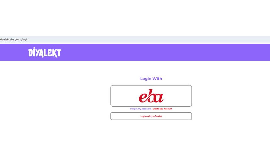 Öncelikle tarayıcıdan http://diyalekt.eba.gov.tr adresine gidiyoruz.