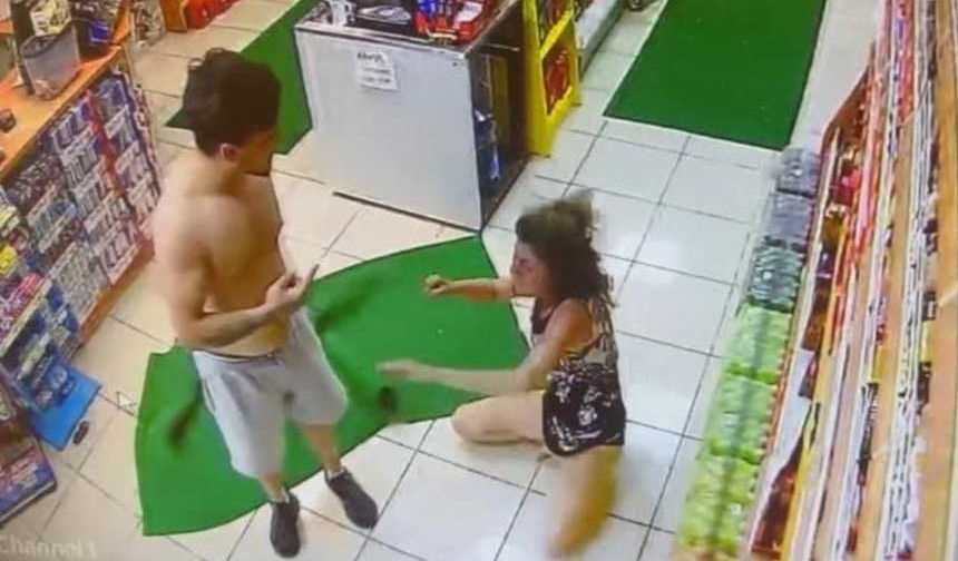 Benzin istasyonuna sığınan kadın feci şekilde darbedildi