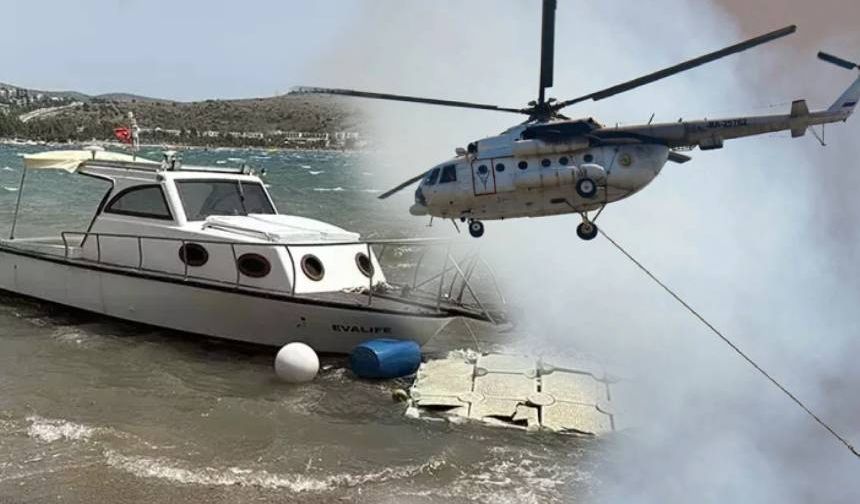 Bodrum'un bir yanında fırtına, bir yanında yangın