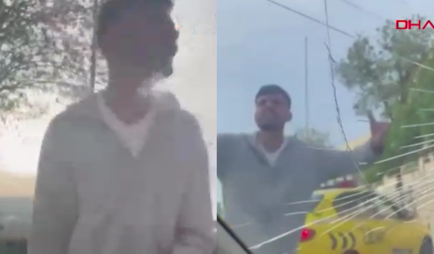 Fatih'te taksici dehşeti! Önünü kestiği aracın camını kırdı!
