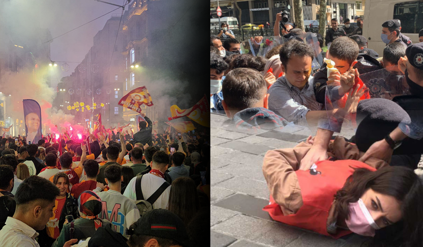 Taksim'de Galatasaray kutlaması! Sosyal medya 1 Mayıs'ı hatırlattı
