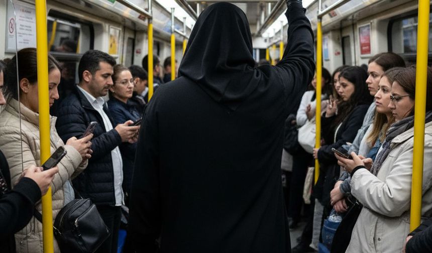 Ankara'da siyah çarşafla gezen erkek gözaltında