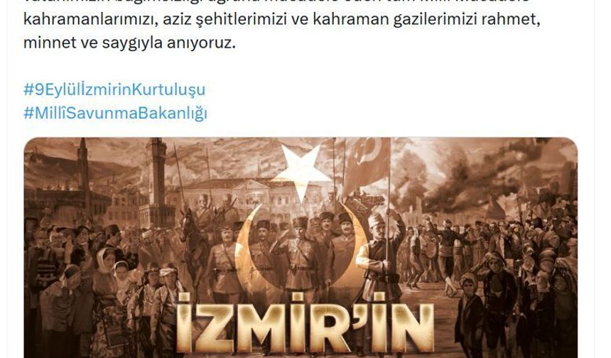 MSB, İzmir'in düşman işgalinden kurtuluşunun 104'üncü yıl dönümünü kutladı