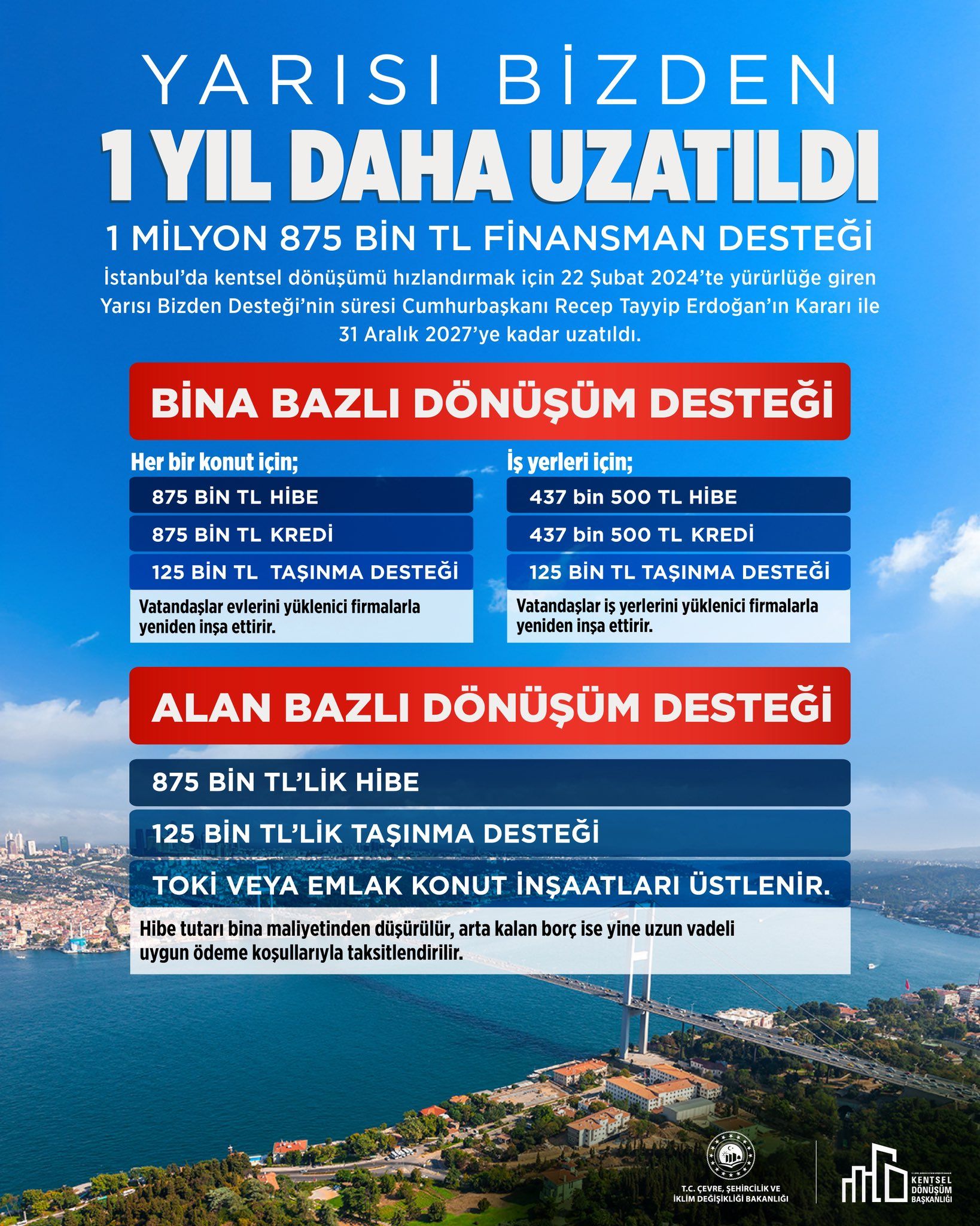 'Yarısı Bizden' desteği 31 Aralık 2027'ye kadar uzatıldı