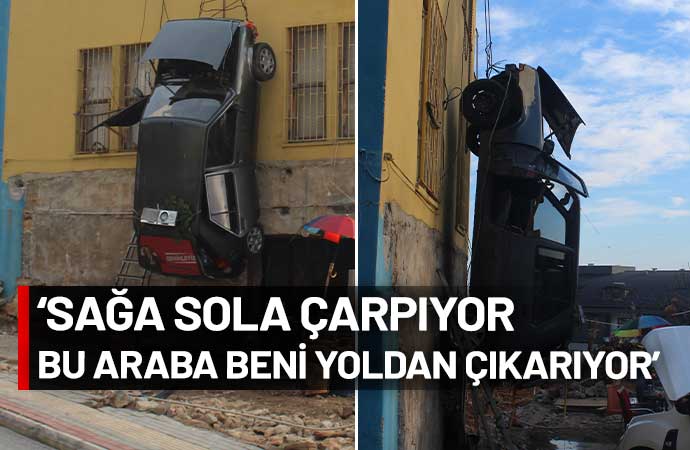 antalya, alanya, otomobilini binaya asan adam