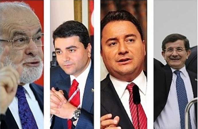 Saadet Partisi (SP), Demokrasi ve Atılım Partisi'nden (DEVA), Gelecek Partisi (GP) ve Demokrat Parti oy oranları